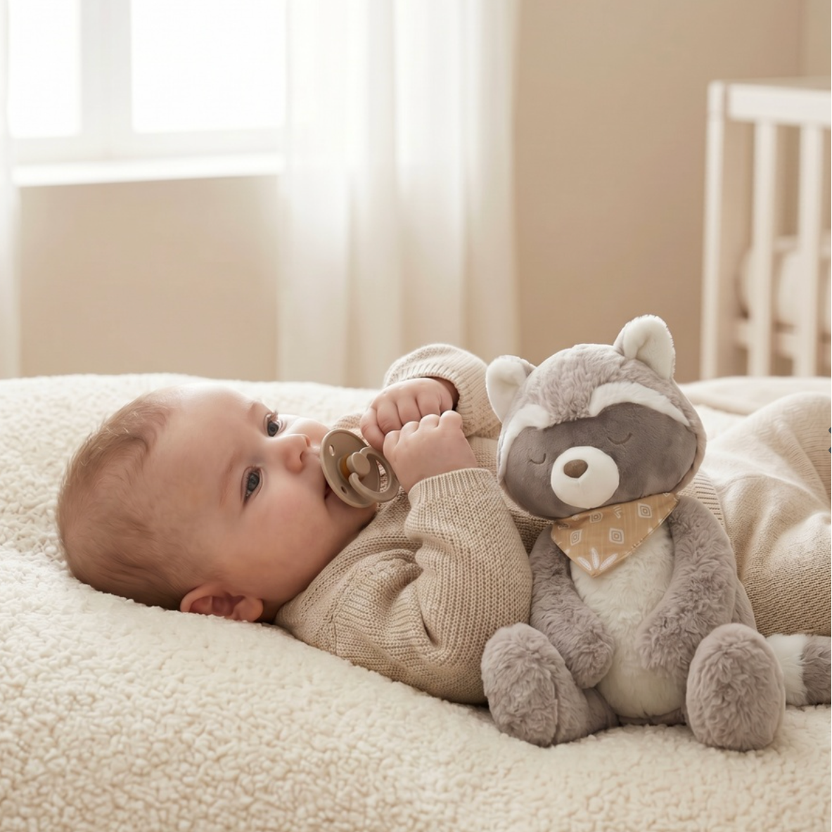 La peluche Raku 25 cm Noukie's est un adorable raton laveur qui accompagne bébé dès la naissance. Avec sa fourrure ultra douce, sa grande queue moelleuse, ses petites oreilles rondes et son bandana coloré, elle offre réconfort, sécurité et tendres câlins au quotidien. Peluche Raku 25 cm Noukie's dès la naissance, un adorable raton laveur ultra doux qui accompagne bébé avec tendresse, réconfort et douceur.