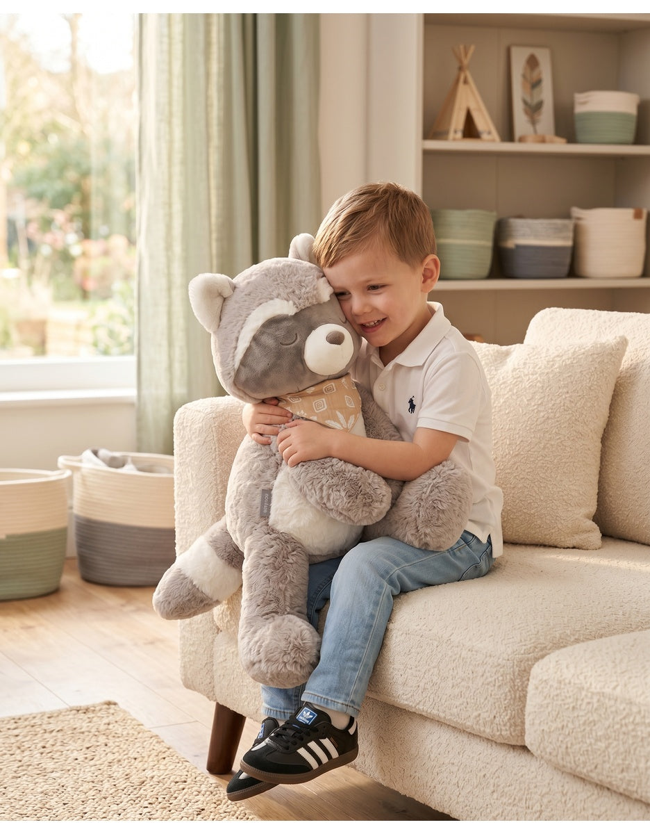 Peluche raton laveur Raku 60 cm – Noukie's – Grande peluche XXL dès la naissance 🦝🤎 NOUKIES