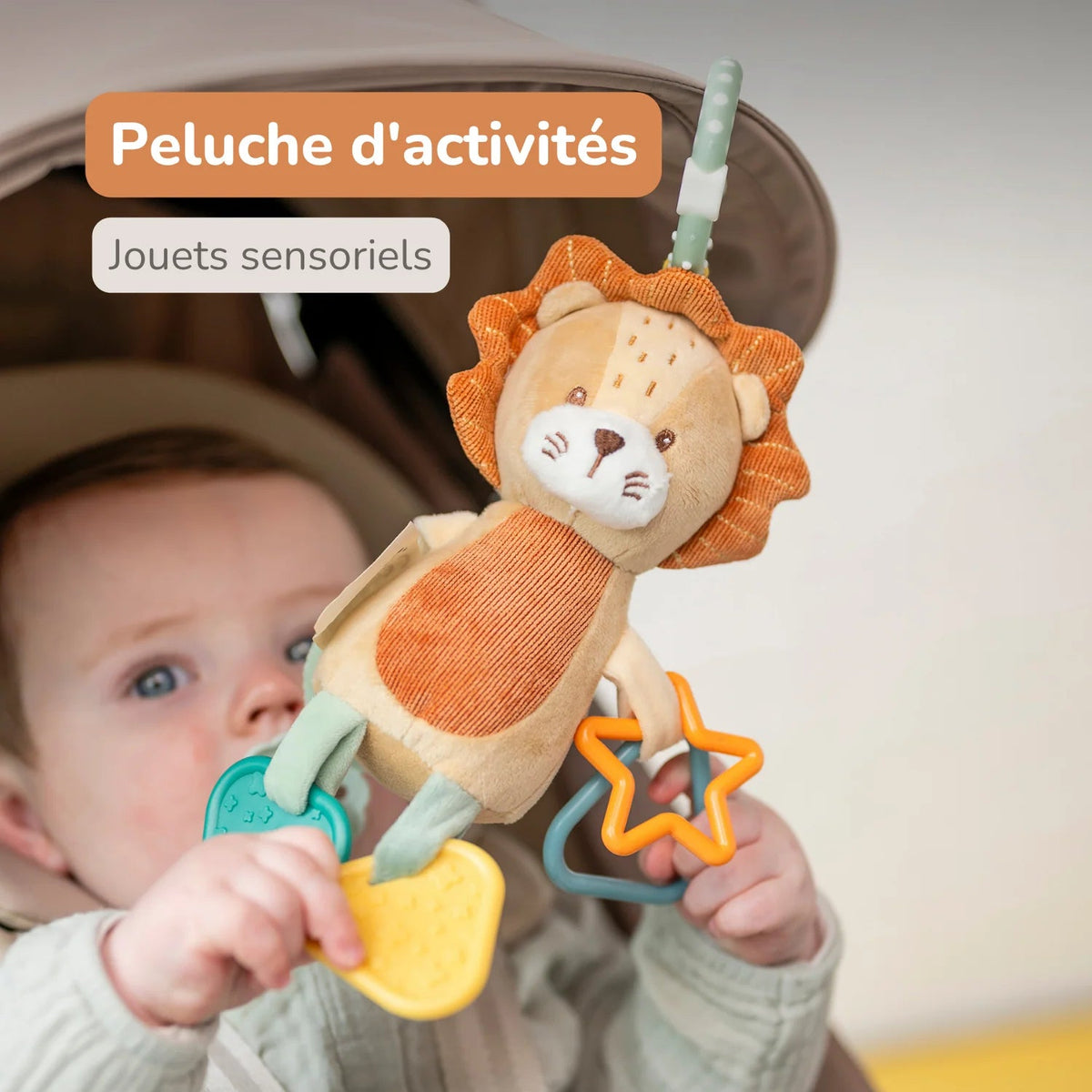 Peluche d'activités Léon le Lion 20 cm – Nattou – Dès la naissance 🦁 NATTOU