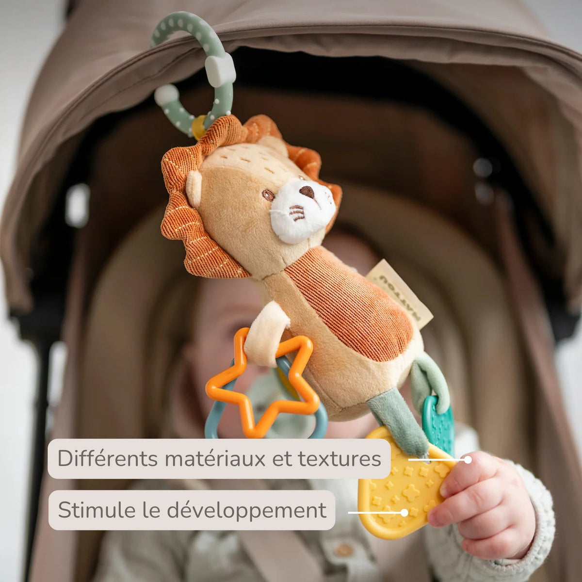 Peluche d'activités Léon le Lion 20 cm – Nattou – Dès la naissance 🦁 NATTOU