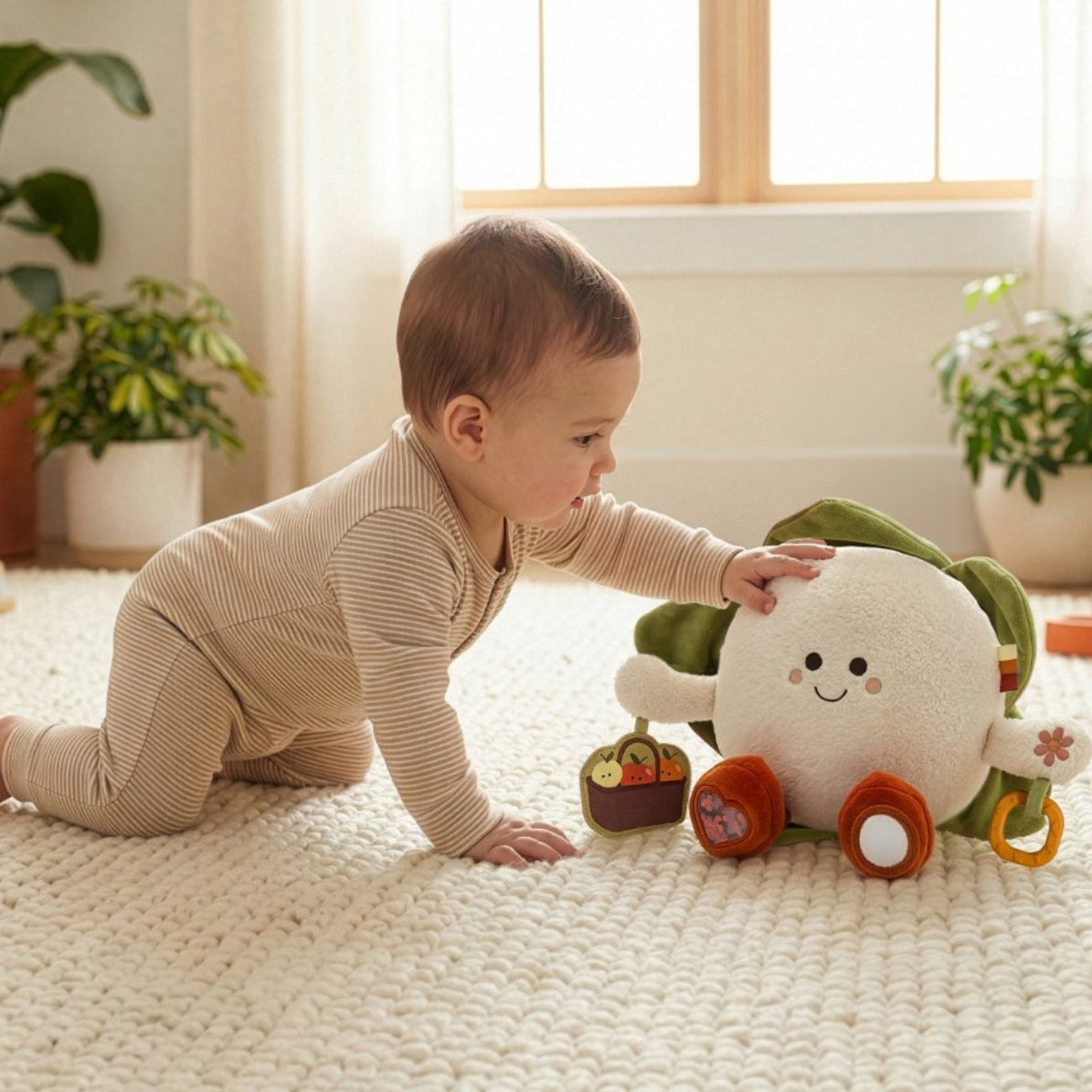 Peluche d'activités Peter le Chou-fleur – Un adorable compagnon d'éveil pour bébé 🥦 LITTLE BIG FRIENDS