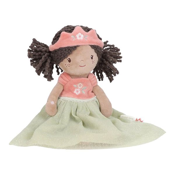 Poupée princesse 35 cm douce et souple. Idéale dès 12 mois pour stimuler l’imagination et les jeux féeriques.