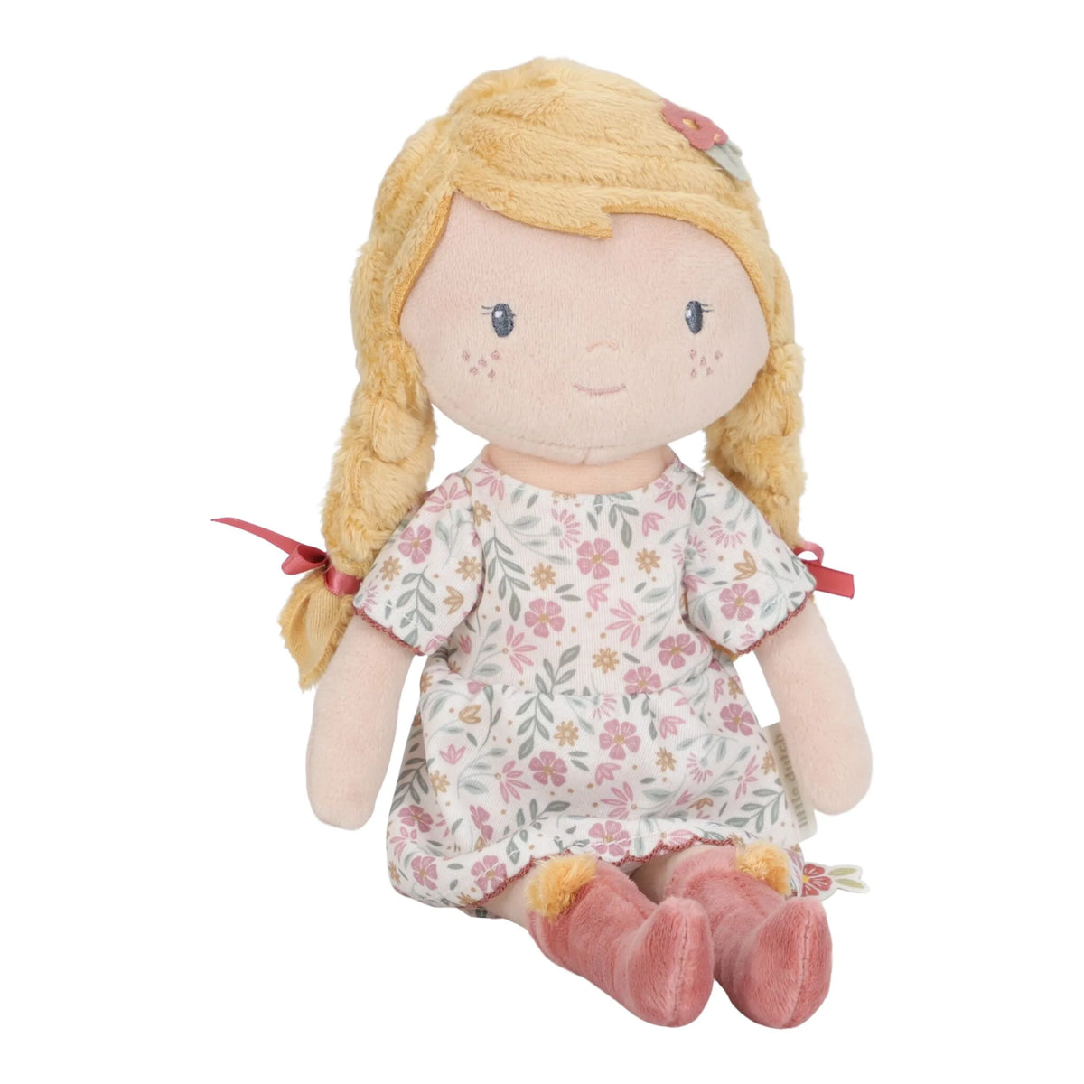 Poupée en peluche 35 cm toute douce dès 12 mois. Doudou rassurant pour câlins, jeux calmes et imagination.