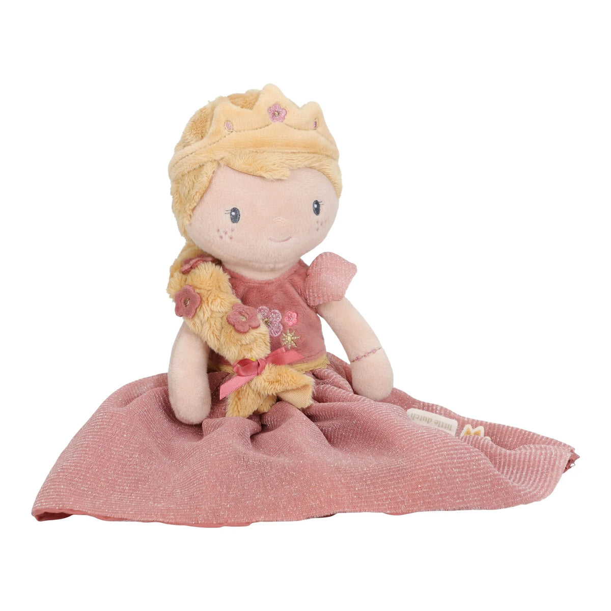 Poupée princesse 35 cm douce et souple. Idéale dès 12 mois pour stimuler l’imagination et les jeux féeriques.