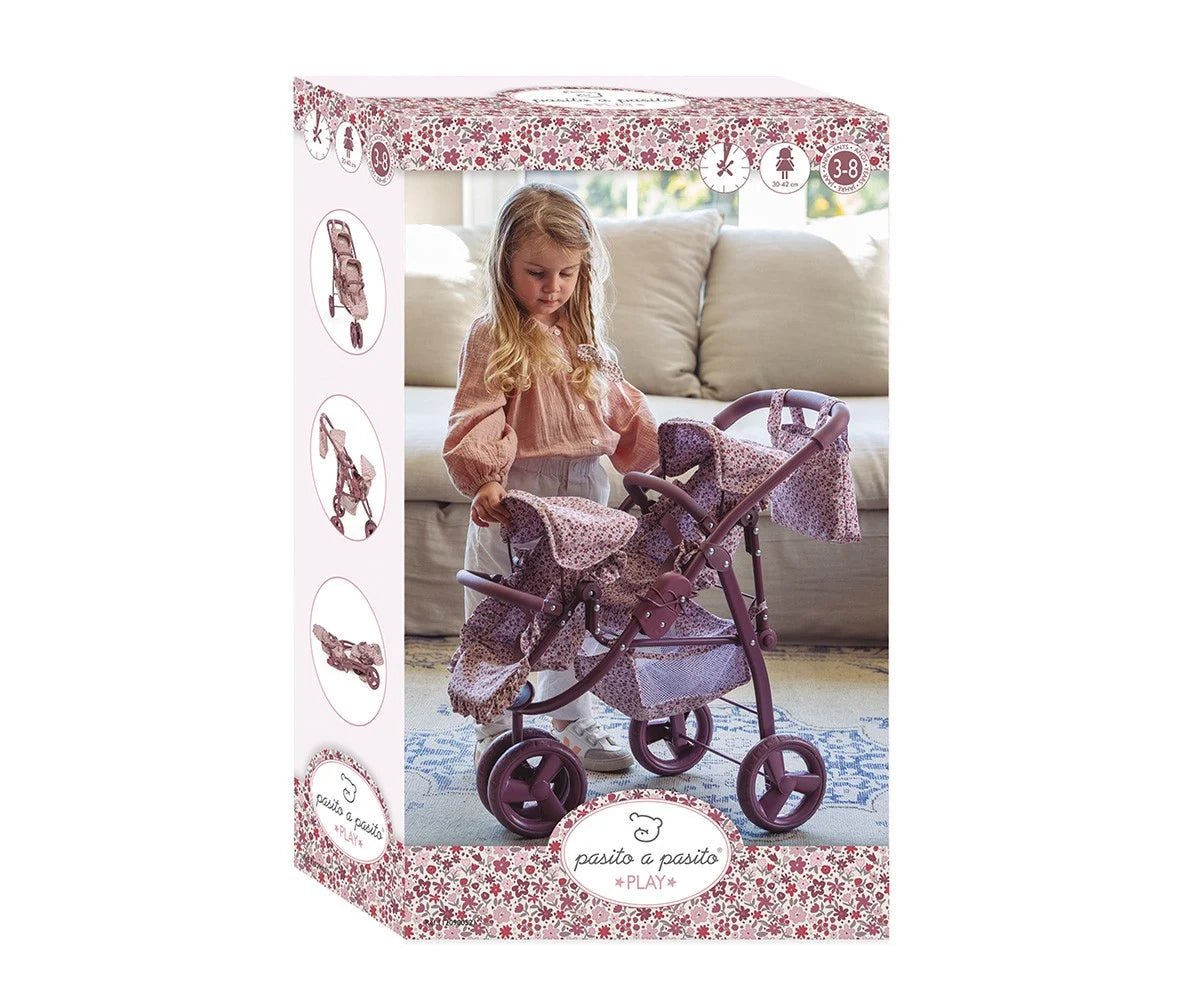 Poussette Double pour Poupées Cherry Fleurs – Pasito a Pasito 🌸 PASITO A PASITO