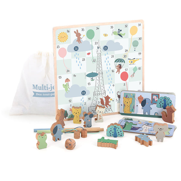 Coffret multi-jeux en bois dès 2 ans – 4 jeux traditionnels