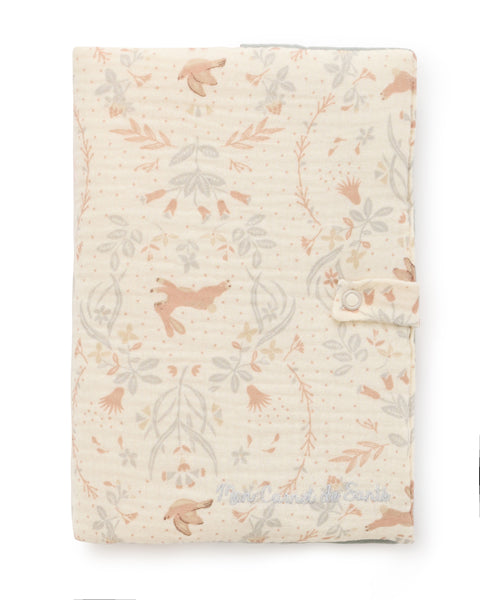 Protège-carnet de santé bébé coton jardin enchanté brodé