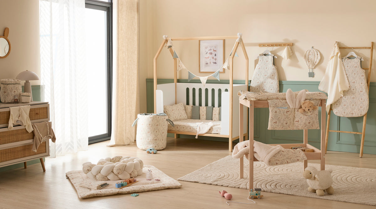 Protège-carnet de santé bébé coton jardin enchanté brodé