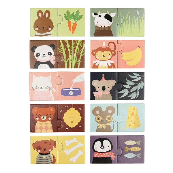 Qui mange quoi ? – Jeu d’association animaux & aliments – 10 puzzles MY LITTLE COMPANY