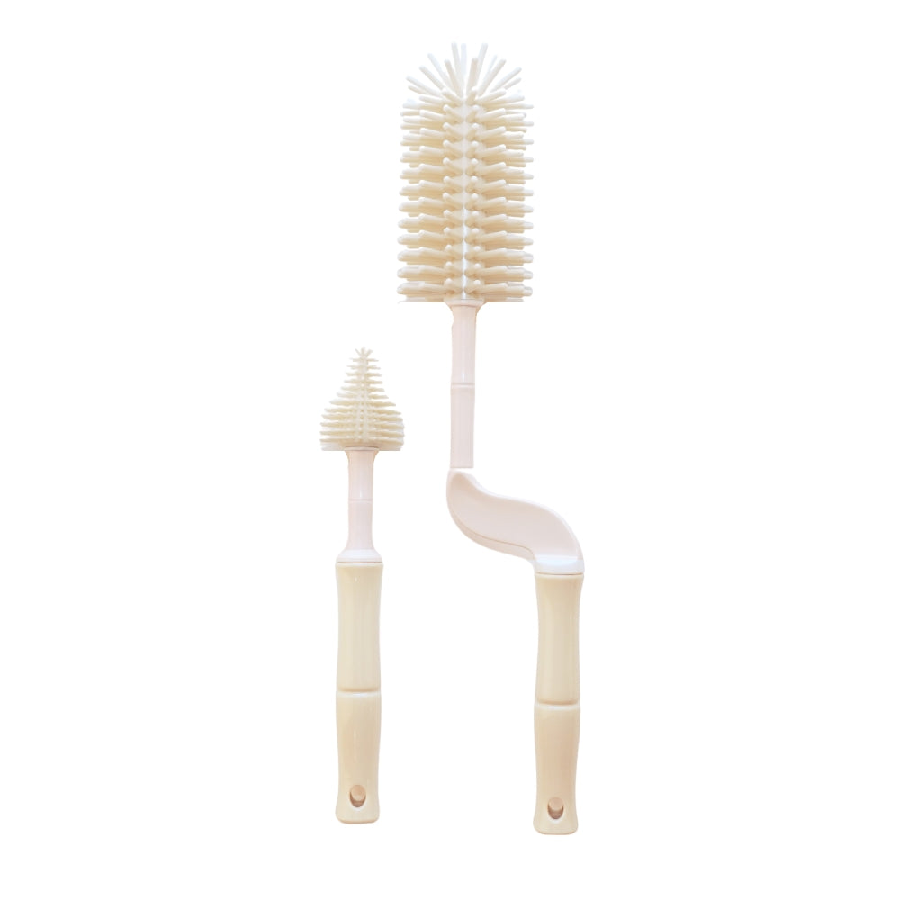 Goupillon biberon silicone bébé beige set 2 pièces