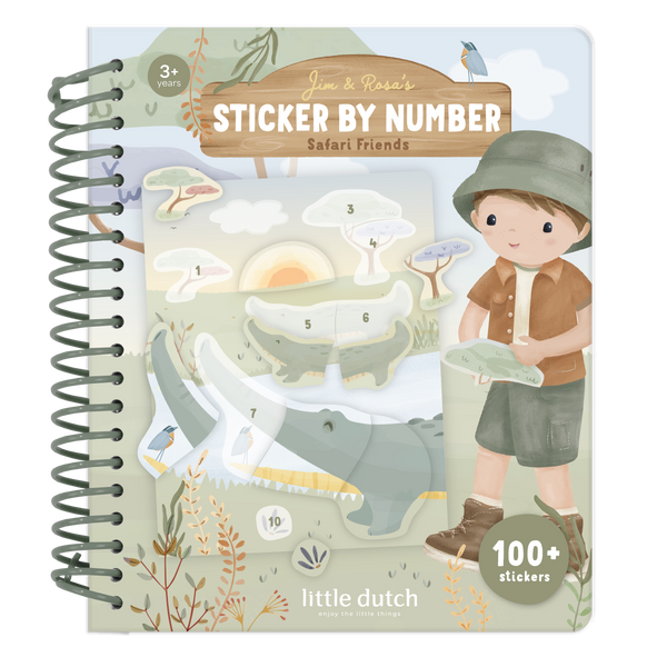 Cahier de stickers à numéros Safari Friends : l’activité idéale pour apprendre les chiffres en s’amusant dès 3 ans.