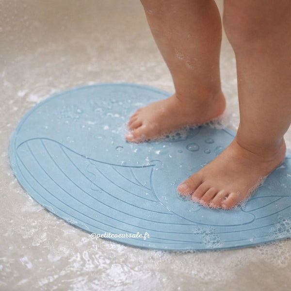 Tapis de bain bébé antidérapant baleine Dobbs – Bleu BO JUNGLE