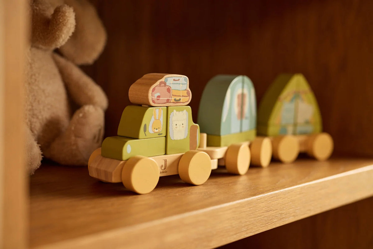 Train à empiler en bois Jollies Camping – 11 pièces – Dès 12 mois JOLLEIN
