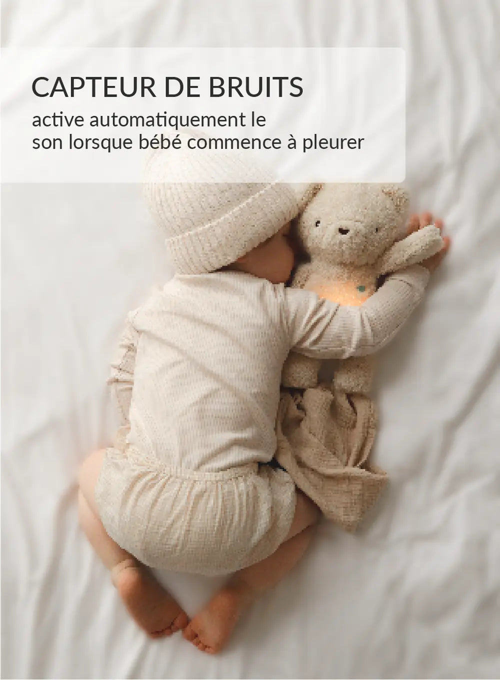 Ourson myHummy 5en1 avec bruit blanc, veilleuse et capteur de pleurs pour bébé