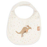 Lot de 5 bavoirs imperméables bébé avec velcro facile. Protégez les vêtements et facilitez l’habillage. Motifs Kangourous colorés et tendance, lavables à 40 °C.