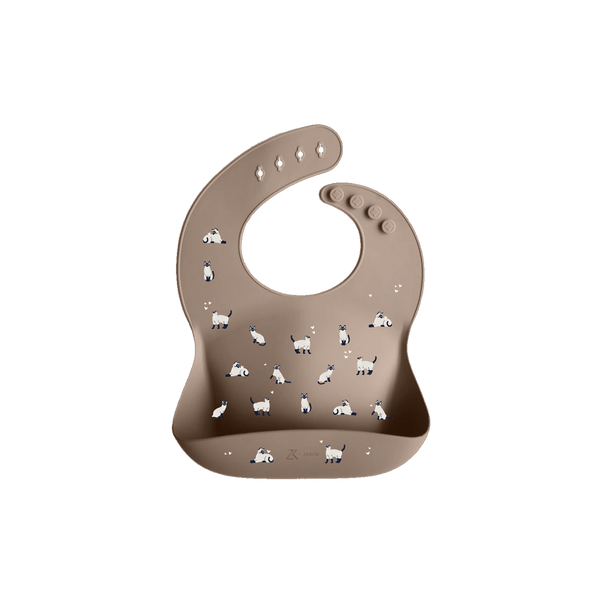 Bavoir en silicone – Minouche Taupe