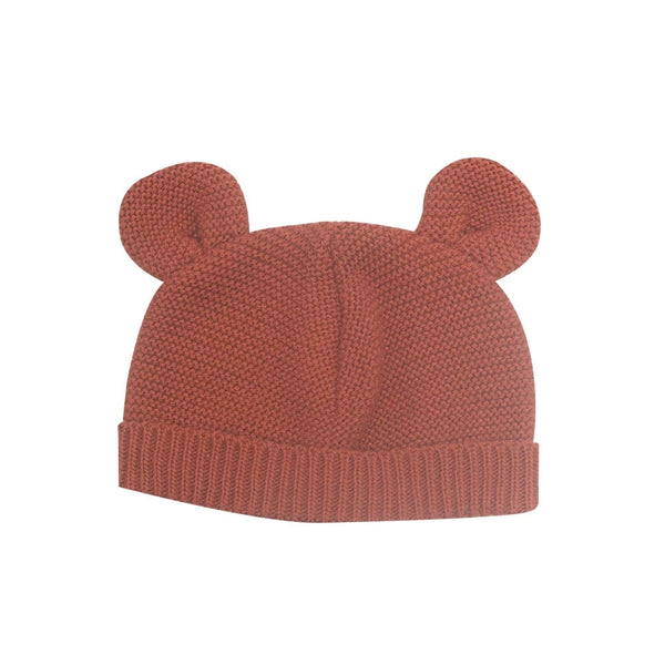 Bonnet à oreilles en maille terracotta TROIS KILOS SEPT
