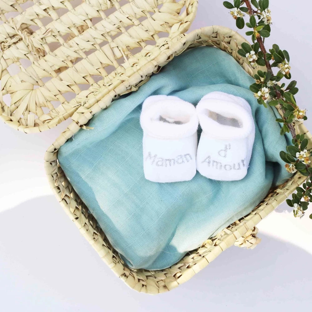Chaussons bébé - Maman d'amour blanc TROIS KILOS SEPT