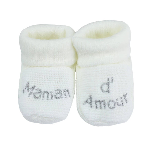 Chaussons bébé - Maman d'amour blanc TROIS KILOS SEPT
