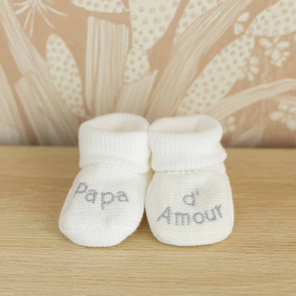 Chaussons bébé - Papa d'amour blanc TROIS KILOS SEPT