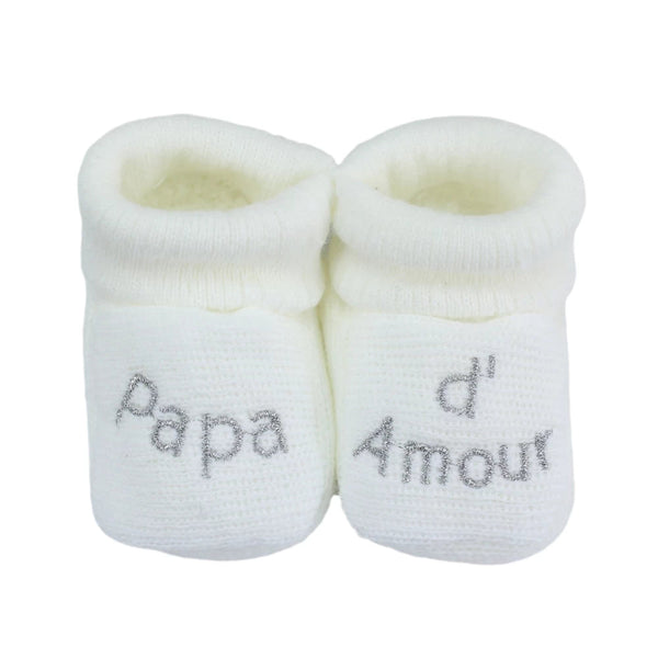 Chaussons bébé - Papa d'amour blanc TROIS KILOS SEPT