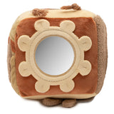 Cube d’activités bébé Kangourou avec miroir, grelots, tissu qui craque et figurines d’animaux. Stimule la motricité, l’éveil sensoriel et le jeu interactif.