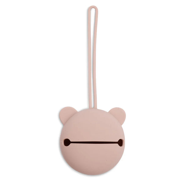 Étui à tétine en silicone sans BPA. Pratique, hygiénique et nomade, il protège la sucette de bébé en déplacement et s’accroche partout.
