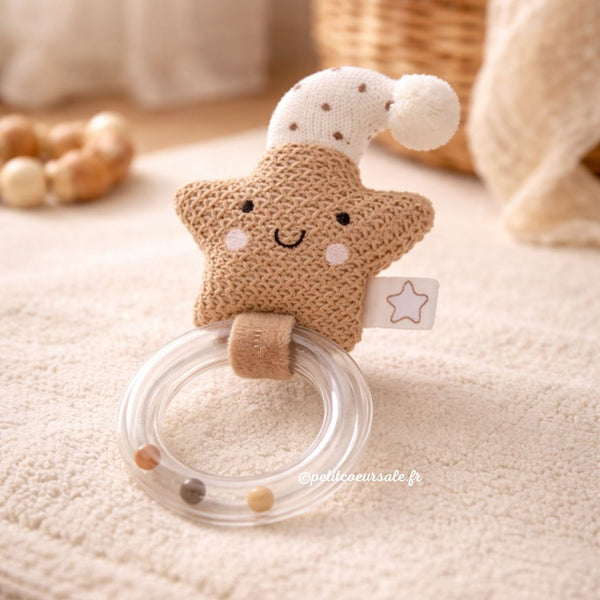 Hochet Étoile Heaven Clay/Warm Linen BABY'S ONLY