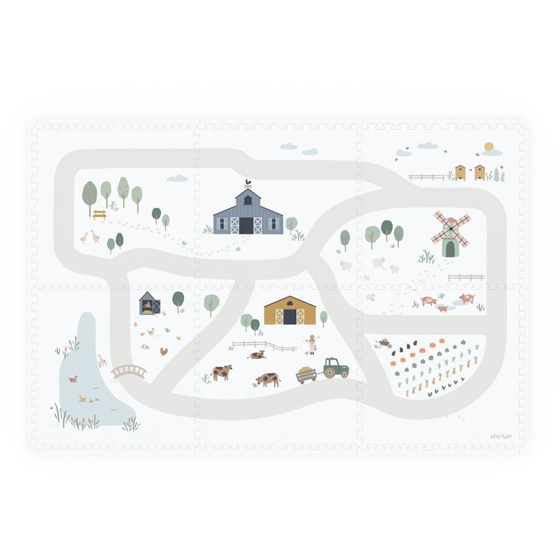 Tapis de jeu réversible 2 en 1 EEVAA ferme (120 x 180 cm)