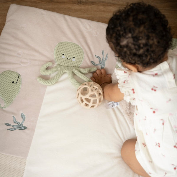 Jouet Balle Silicone – Lot de 2 balles en silicone vieux rose et warm linen BABY'S ONLY