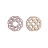 Jouet Balle Silicone – Lot de 2 balles en silicone vieux rose et warm linen BABY'S ONLY