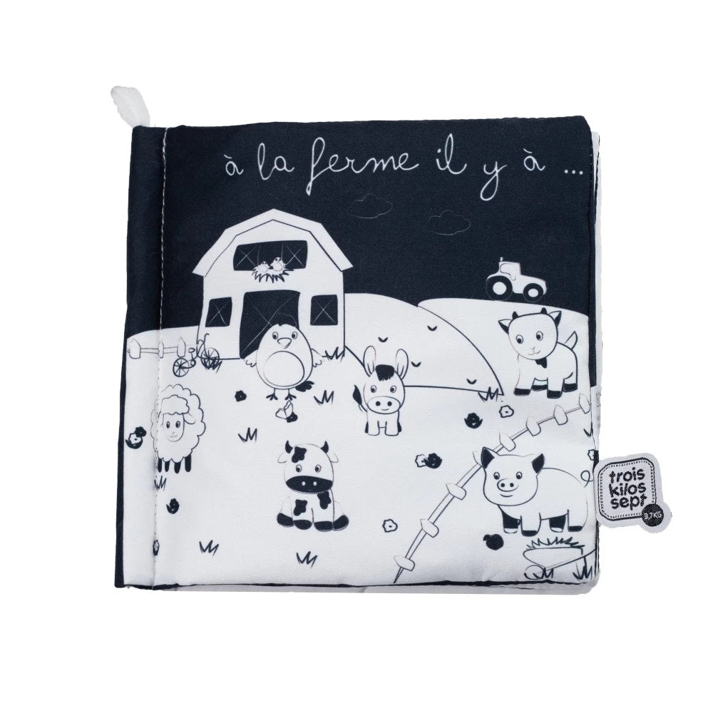 Livre d'Éveil Bébé Noir et Blanc – À la Ferme – Trois Kilos Sept 🐮🖤 TROIS KILOS SEPT