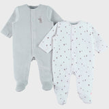 Lot de 2 pyjamas bébé en velours vert écru NOUKIES