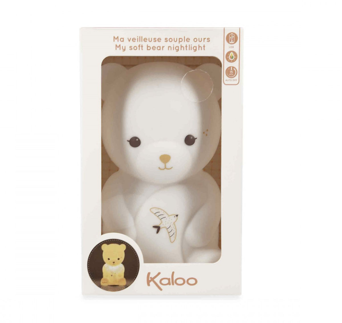 Veilleuse bébé en silicone souple 18 cm. 3 couleurs apaisantes, rechargeable USB et idéale dès la naissance.