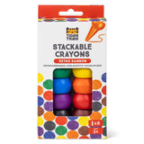 Crayons empilables Retro rainbow : 8 crayons faciles à tenir pour enfants dès 2 ans. Idéal pour premiers coloriages et développement motricité fine.