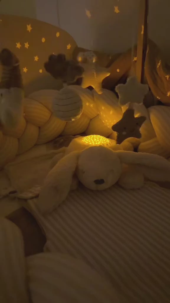 veilleuse à projection pour la chambre de bebe marque nattou modèle lapin. Projecteur d'étoiles petit coeur salé
