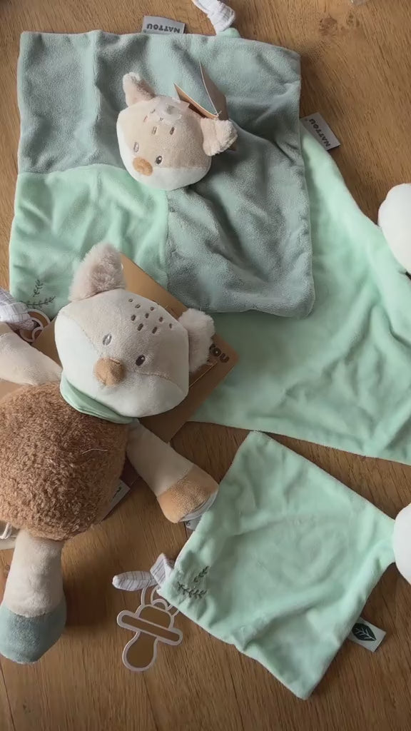 collection renard doudou peluche flo ernest oli de chez Nattou boutique pour bébé petit coeur salé