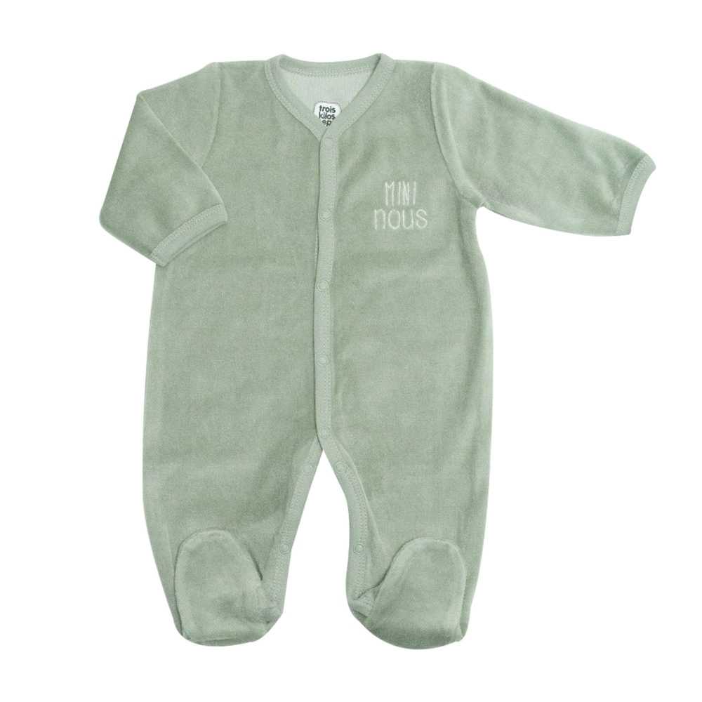 Pyjama bébé velours Mini Nous Olive – Nouveau-né mixte TROIS KILOS SEPT