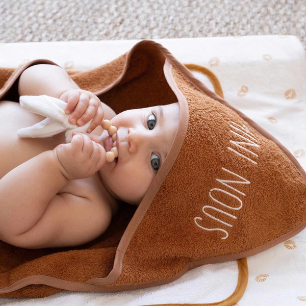 Set cape de bain et gant - Mini nous camel