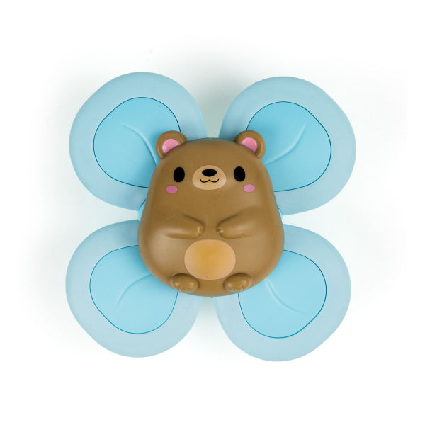 Stimulez les sens de votre bébé avec ce jouet ours rotatif ! Rotation à 4 palettes, ventouse solide, motricité fine et apprentissage par cause à effet. Dès 6 mois.