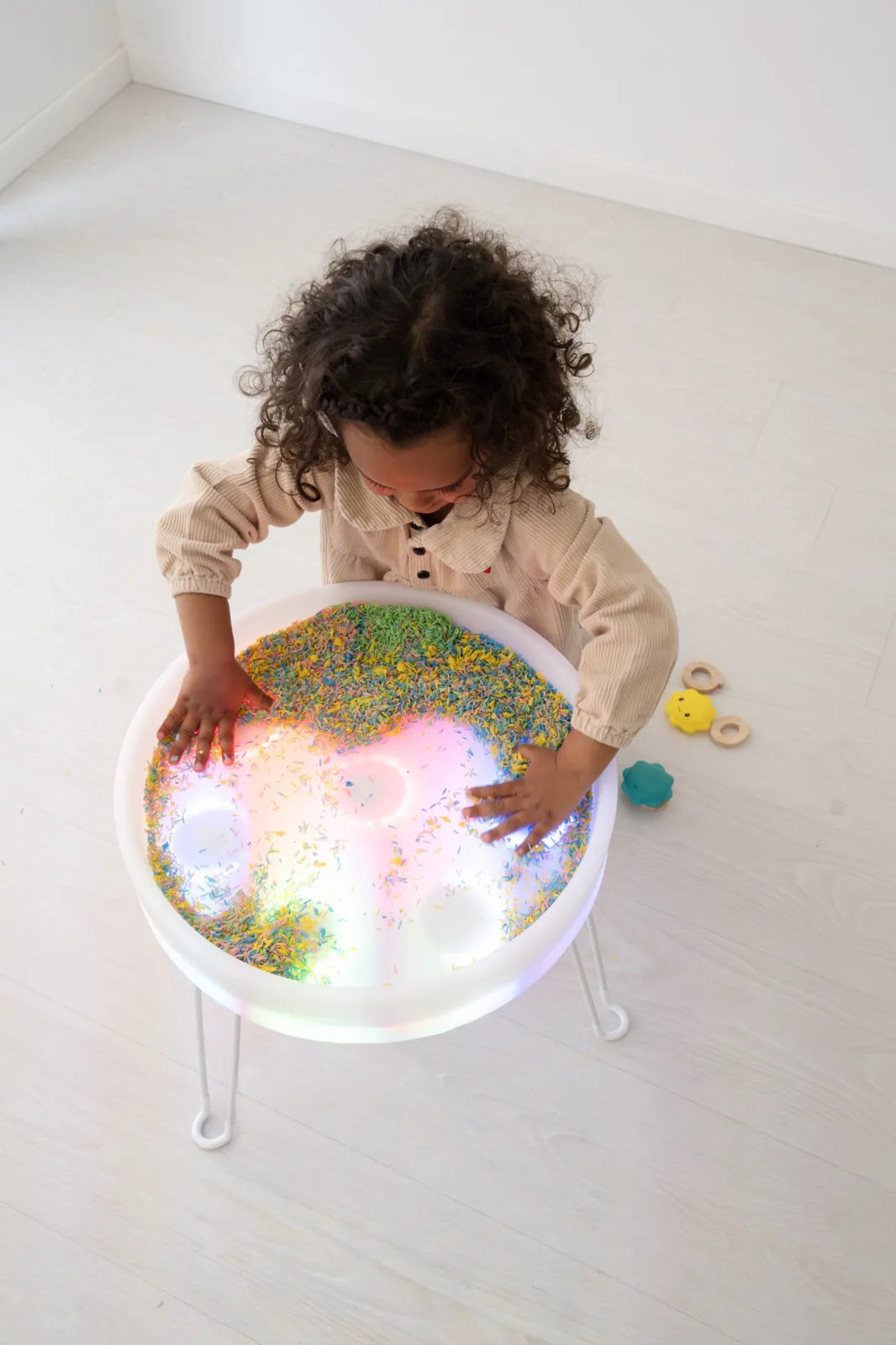 Table Sensorielle Lumineuse Lumi'Sense – 8 Couleurs LED – Crème ✨ BO JUNGLE