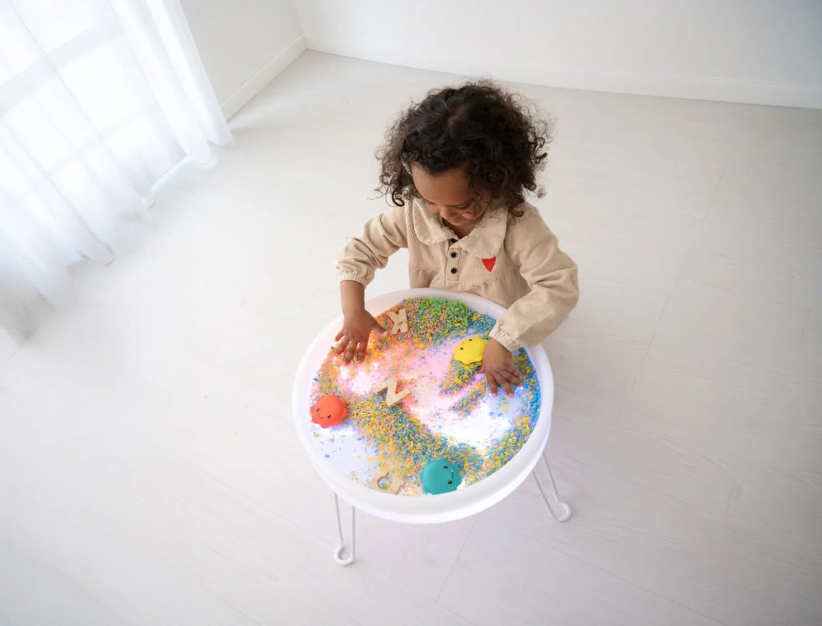 Table Sensorielle Lumineuse Lumi'Sense – 8 Couleurs LED – Crème ✨ BO JUNGLE