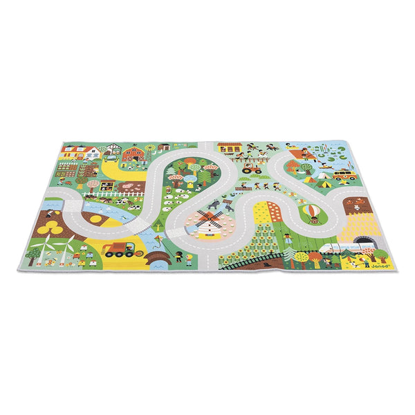 Explorez la campagne avec le tapis de jeu Cross Roads 🌾 ! Routes, animaux et fermes à découvrir dès 2 ans. Tapis antidérapant compatible avec les autres circuits de la collection.