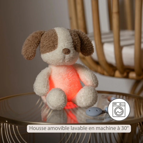 veilleuse bébé, veilleuse peluche, veilleuse chien, peluche lumineuse, lampe de nuit bébé, veilleuse rechargeable, Nattou, cadeau naissance, Petit Coeur Salé