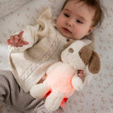 Veilleuse bébé chien Teddy peluche douce vanille avec lumière apaisante pour dormir