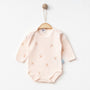Body bébé Côtelé rose pastel et petites pattes (1, 3, 6, 9 et 12 mois)